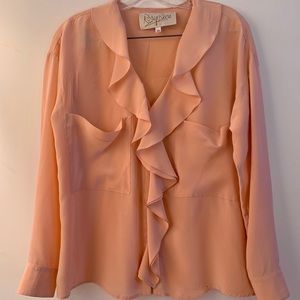 Shopbop / Rory Beca silk ruffle pink v-neck blouse